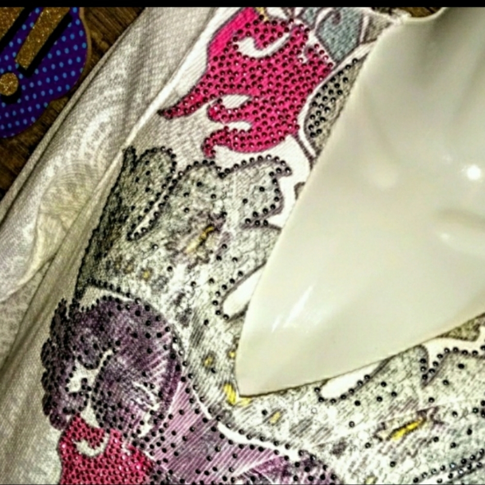 One World Top Size M Waffle Rhinestone Paisley NEW - Picture 5 of 16